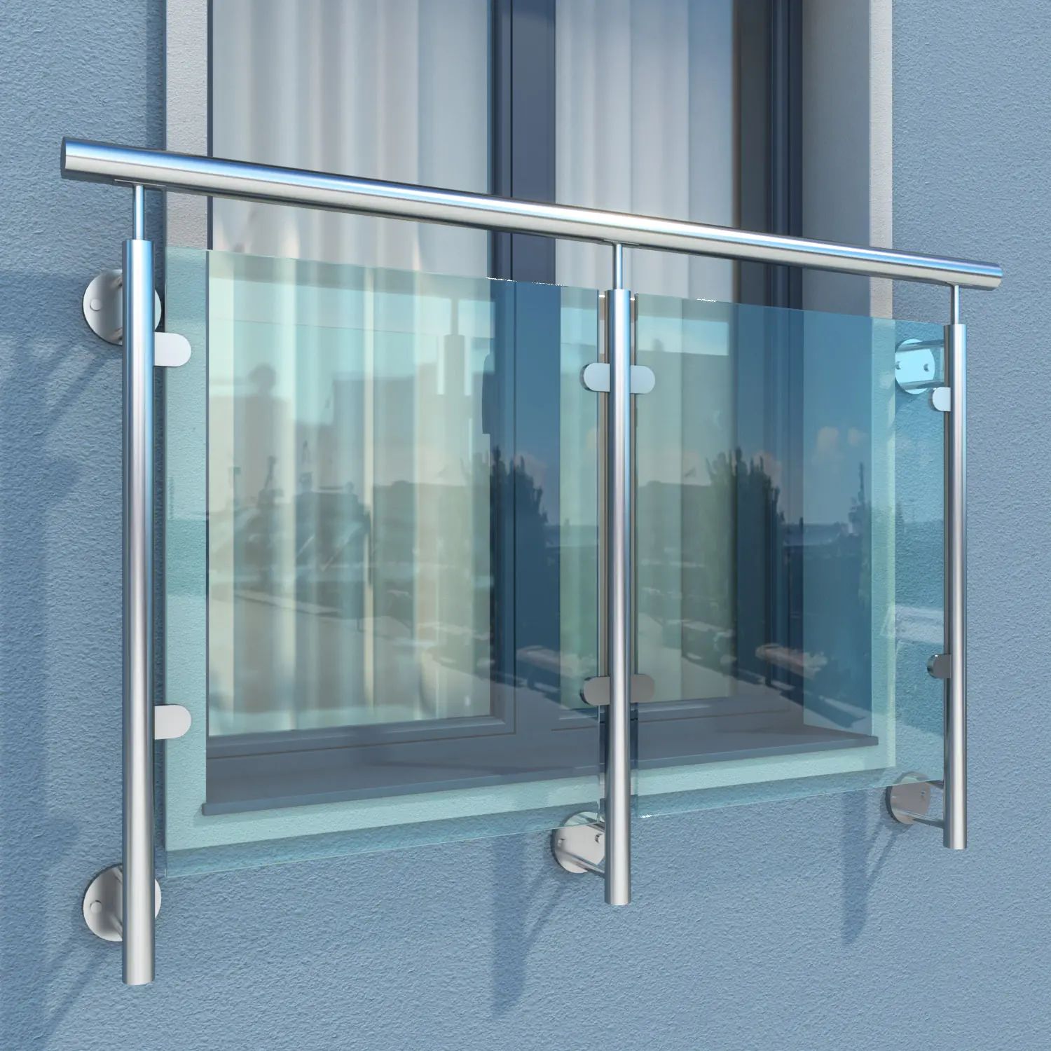 Balcony Systems — installed glass railing in a façade context